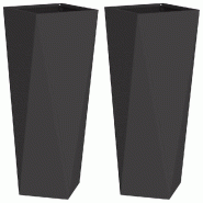 Helloshop26 - Lot de 2 jardinières modernes pratiques pour extérieur 30 x 30 x 75 cm en acier noir 02_0053007 - noir acier 3000237700398