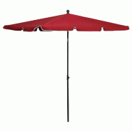Helloshop26 - Parasol de jardin avec mât 210 x 140 cm rouge bordeaux 02_0008327 - rouge acier 3000445182726