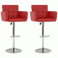 VidaXL Tabourets De Bar Lot De 2 Rouge Similicuir - rouge 323655 VidaXL Tabourets De Bar Lot De 2 Rouge Similicuir - rouge 323655