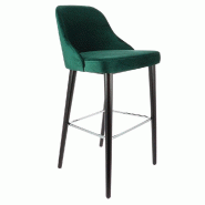Chaise haute d'intérieur en bois Ainhoa recouvert d'un velours vert sapin