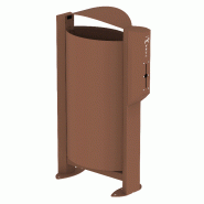 Corbeille ARKEA (40 à 100 Litres) sur pied + distributeur sacs canins - Aspect Corten, 60L_0