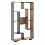 COSTWAY Bibliothèque de 120 cm avec 9 compartiments, étagère sur pied, séparateur de pièce, géométrique, en bois - noir Bois manufacturé VH33661TK
