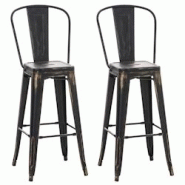 Décoshop26 - Lot de 2 tabourets de bar en métal noir vieilli style industriel dossier haut repose-pieds TDB10294 - noir 3000663769600 Décoshop26 - Lot de 2 tabourets de bar en métal noir vieilli style industriel dossier haut repose-pieds TDB10294 - noir 3000663769600