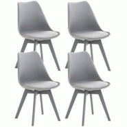 Décoshop26 - Lot de 4 chaises de salle à manger cuisine ou bureau en plastique et synthétique gris pieds en bois 10_0000388 - gris 3000808569607 Décoshop26 - Lot de 4 chaises de salle à manger cuisine ou bureau en plastique et synthétique gris pieds en bois 10_0000388 - gris 3000808569607
