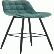 Décoshop26 - Tabouret de bar x1 coutures décoratives carrées avec repose-pieds en tissu vert quatre pieds en métal 10_0006204 - métal 3000265436122