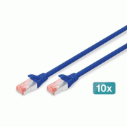 DIGITUS CAT 6 S/FTP câble patch, 10 pièces, 3 m, bleu - bleu 4016032441854