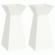 Helloshop26 - Lot de 2 jardinières pilier design contemporain extérieur 35 x 35 x 73 cm en matériaux blanc 02_0052399 - blanc 3000237398175