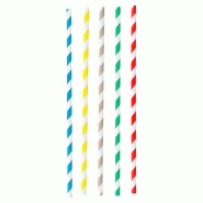 Paille papier flexible rayée coloris assortis Ø0,60x23cm - par 250
