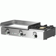 Plancha à gaz NOVO-CROM semi-rainurée en CHROME avec réchaud - L600 | Mainho - NCFR60N