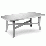 PROGARDEN Table rectangulaire Senna blanche, 180 x 100 x 72 cm (h), avec trou pour parasol - blanc matière synthétique 8009271905009