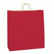 Sac kraft rouge poignées torsadées 46+16X49cm - par 50