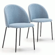 VS Venta-stock Pack 2 chaises Salle à Manger tapissées Kenia Bleu, 43 cm x 47cm x 78,5 cm - bleu polyester I20039