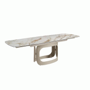 AC ANGEL CERDA Angel Cerdá Table à rallonges ovale en marbre porcelainé et acier sable métallisé 1188C Ø180 x 90 x 76 - blanc porcelaine 8435631044475