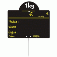 Ardoise réglementaire pour fruits et légumes 15x10cm - Lot de 10 - Disque 1kg - Pique inox
