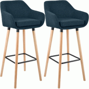 CLP Lot de 2 tabourets de bar Grant en tissu Bleu - bleu textile 307130