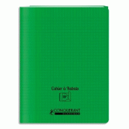 CONQUERANT Lot de 10 Cahier à Rabats PP piqué 24x32, 96p./48 feuilles 90g/m², Séyès, coloris vert - 3020120124001