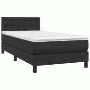 Décoshop26 - Cadre de lit LED avec sommier tête de lit matelas 80x200 cm synthétique noir TDL0209130 - noir 3001675282729