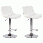 Décoshop26 - Lot de 2 tabourets de bar chaises hautes en PVC blanc coutures verticales support en métal chromé 10_0004277 - blanc 3000252018676 Décoshop26 - Lot de 2 tabourets de bar chaises hautes en PVC blanc coutures verticales support en métal chromé 10_0004277 - blanc 3000252018676