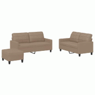 Ensemble de canapés 3 pcs avec coussins Cappuccino Similicuir Modèle Héritage Royale - 8721012063341