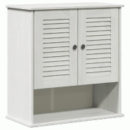 Helloshop26 - Armoire de salle de bain murale moderne rangement pratique 67,5 x 34 x 71,5 cm en pin massif blanc 02_0057918 - 3000240292101
