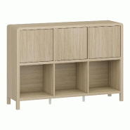Helloshop26 - Commode meuble de rangement pratique entrée salon chambre 76,5 x 110 x 30 cm effet chêne 03_0009300 - Bois manufacturé 3000224616541