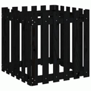 Helloshop26 - Jardinière bac lit surélevé plantes fleurs terrasse jardin avec design de clôture 60 x 60 x 60 cm pin massif noir 02_0038110 - 30002 Helloshop26 - Jardinière bac lit surélevé plantes fleurs terrasse jardin avec design de clôture 60 x 60 x 60 cm pin massif noir 02_0038110 - 30002