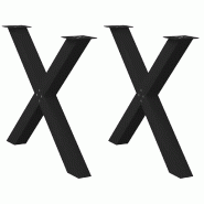 Helloshop26 - Lot de 2 pieds de table à manger en forme de X 90 x 72-73 cm robustes avec niveleurs design moderne en acier noir 02_0057256 - noir aci