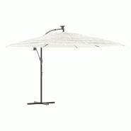 Helloshop26 - Parasol de jardin en polyester avec mât acier 290 x 290 x 238 cm protection UV robuste moderne en blanc 02_0056384 - blanc acier 300023