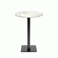 RestooTab - Mange-debout Milan T Ø50cm décor marbre bianca luna - blanc fonte TB-MITFF-R50M-MB.LUNA