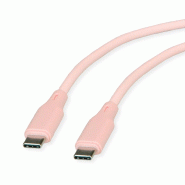 ROLINE Câble USB 2.0, C–C, M/M, silicone, 60W, pink, 1 m_0