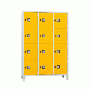 Vestiaire Roma 3 colonnes 4 cases gris / jaune