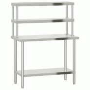 VidaXL Table de travail de cuisine avec étagère 110x55x150 cm inox - 3208903