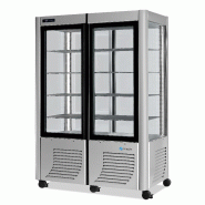 Vitrine réfrigérée Négative  Double Fixe/Fixe 800L 4 faces vitrées SCAIOLA - Argent