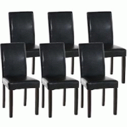 CLP Lot de 6 Chaises de salle à manger Ina similicuir avec pieds en Bois Noir /Marron foncé - noir polyester 181063701 CLP Lot de 6 Chaises de salle à manger Ina similicuir avec pieds en Bois Noir /Marron foncé - noir polyester 181063701