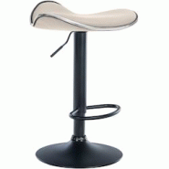 CLP Tabouret de bar Shanghai similicuir avec pied en métal Crème/Métal noir mat - beige polyester 323798 CLP Tabouret de bar Shanghai similicuir avec pied en métal Crème/Métal noir mat - beige polyester 323798