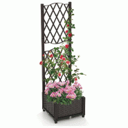 Helloshop26 - Lot de 1 jardinière surélevée 123 x 40 x 22 cm avec treillis drainant jardin moderne en PE marron 20_0012208 - 3000227119322