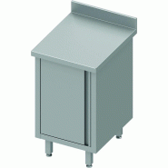Meuble bas table de travail inox adossée avec portes battantes 500x... - P930148050