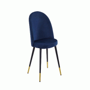 Mobiliara Chaises Olympe velours bleu - A monter - Lot de 2 - bleu textile A06443/01