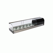 Presentoir réfrigérée pour tapas avec vitre curbe et 1 étagère en verre, 6x GN 1/3 h 40 mm 1566x410x330 mm - VIRTUS - 0645760384580