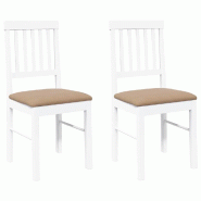 VidaXL Chaises à manger coussins 2 pcs blanc bois massif caoutchouc Modèle Cascade Design - 4102432