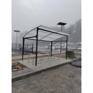 Abri 2 roues à toit convexe en polycarbonate alvéolaire cintré, traitée anti-UV - EVO 1 M60/M100 acier et M90 bois Abri 2 roues à toit convexe en polycarbonate alvéolaire cintré, traitée anti-UV - EVO 1 M60/M100 acier et M90 bois