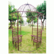 Arche - pavillon de jardin en métal ø 2 m sun - kiosque avec bancs
