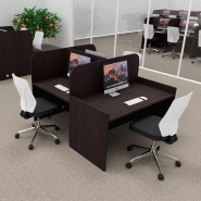 Bureau de call center version double 3 personnes avec poste pour superviseur. - 3 places, Wenge