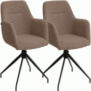CLP Lot de 2 Chaises de Salle à Manger Merlinda en Tissu Bouclette Tissu HBT: 85x58x60 cm Marron - marron textile 328502