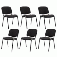 CLP Lot de 6 chaises visiteur empilables Ken en tissu Noir - noir textile 151024601 CLP Lot de 6 chaises visiteur empilables Ken en tissu Noir - noir textile 151024601