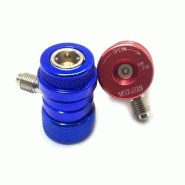 Coupleurs rapides pour automobile - 1 x rouge et 1 x bleu - 1/4" Mâle - compatible R134a