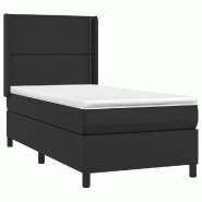 Décoshop26 - Cadre de lit LED avec sommier tête de lit matelas 90x190 cm synthétique noir TDL0209076 - noir 3001670382721