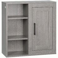 Helloshop26 - Armoire murale de salle de bain 48 x 20 x 50 cm gain de place étagères réglables moderne en panneau de particules gris 21_0001916 - g