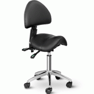 Physa - Physa Siège Selle de cheval avec Dossier 90-120°, 55-69 cm, 150 Kg, Pivotant, roulettes, Noir Assis Debout Ergonomique Tabouret de - 4250928