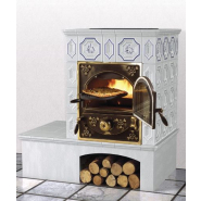 Poêle à bois caloritube avec banquette en faïence - igor